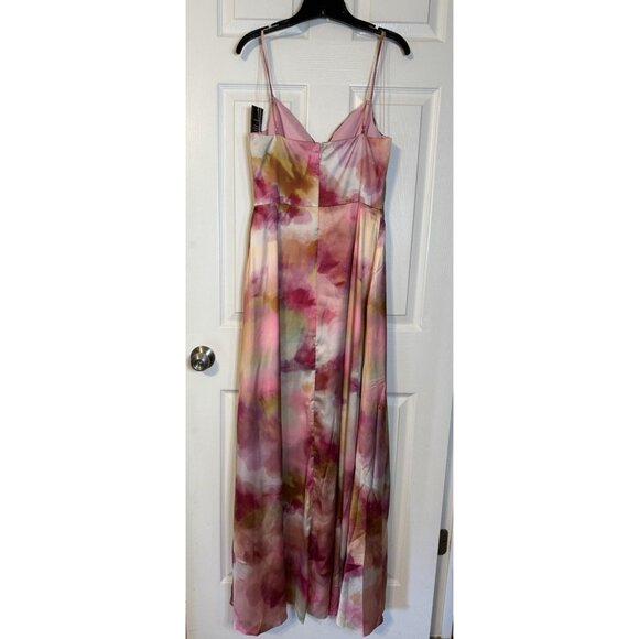 Aidan Mattox 10 Pink Floral Long Maxi Gown Dress Pockets Party Wedding NWT - Picture 6 of 13